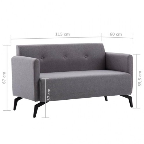 2-personers sofa stofbeklædning 115 x 60 x 67 cm lysegrå