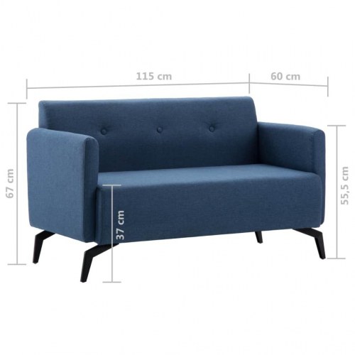 2-personers sofa 115x60x67 cm stofbetræk blå