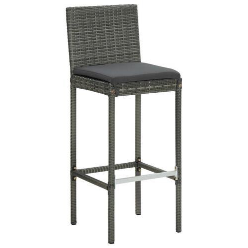 Barstole til haven med hynder 4 stk. polyrattan grå