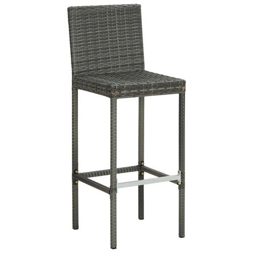 Barstole til haven med hynder 4 stk. polyrattan grå