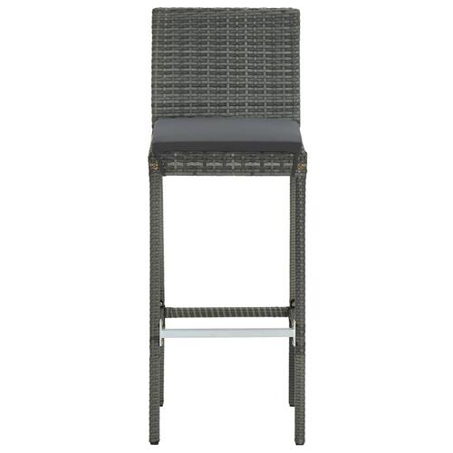 Barstole til haven med hynder 4 stk. polyrattan grå