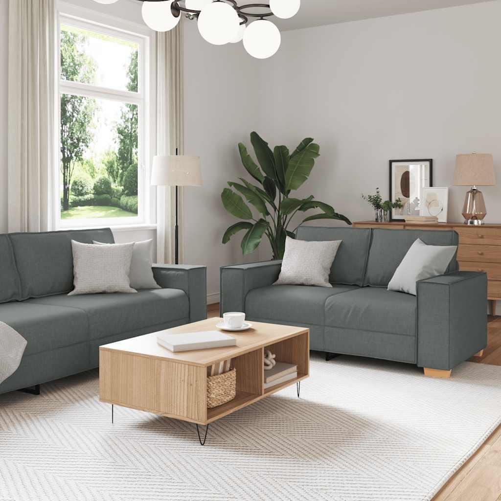 2 personers sofa med hynder stof mørkegrå