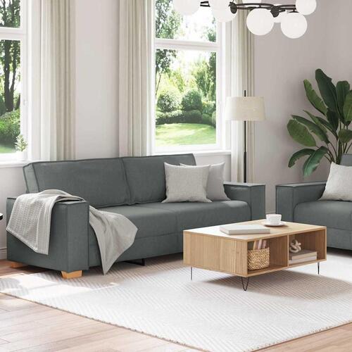 2 personers sofa med hynder stof mørkegrå