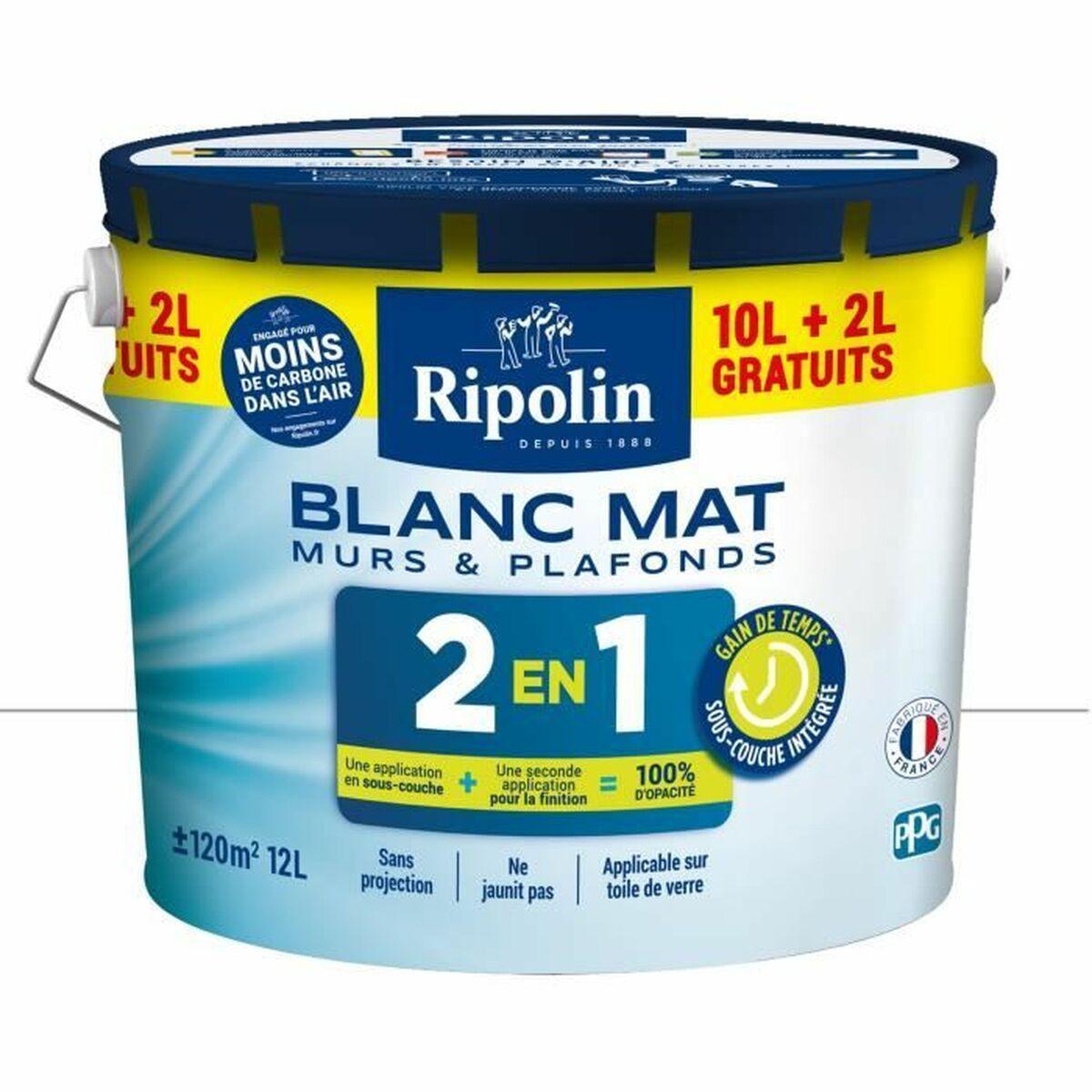 Ripolin grunderingsmaling - hvid mat, 12 l