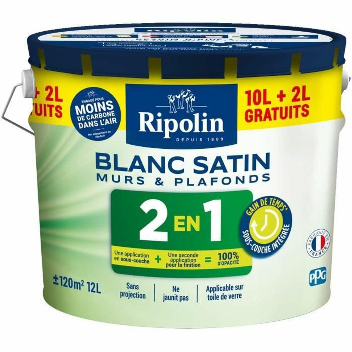 Ripolin grunderingsmaling hvid satin 12 l - indendørs