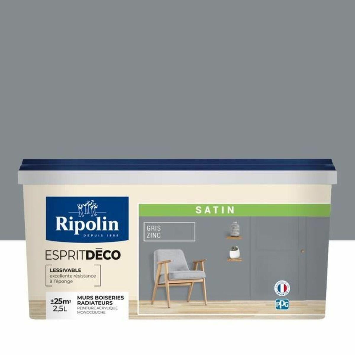 Ripolin grunderingsmaling - grå satin, 2,5 l
