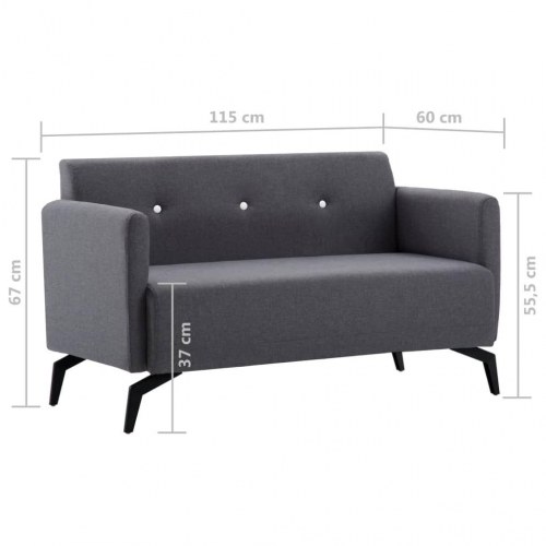 2-personers sofa 115x60x67 cm stofbetræk mørkegrå