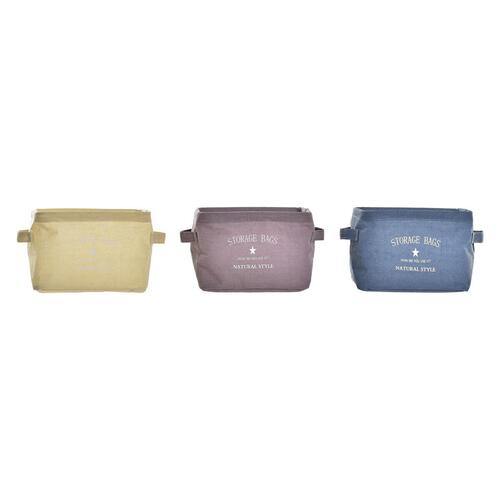 Kurv DKD Home Decor Lærred Moderne (20 x 16 x 15 cm) (3 enheder)