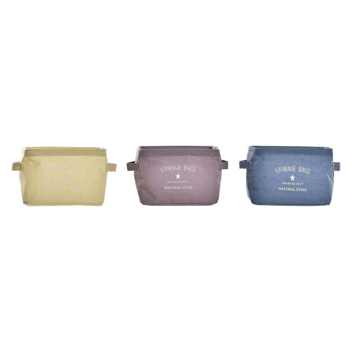 Kurv DKD Home Decor Lærred Moderne (20 x 16 x 15 cm) (3 enheder)