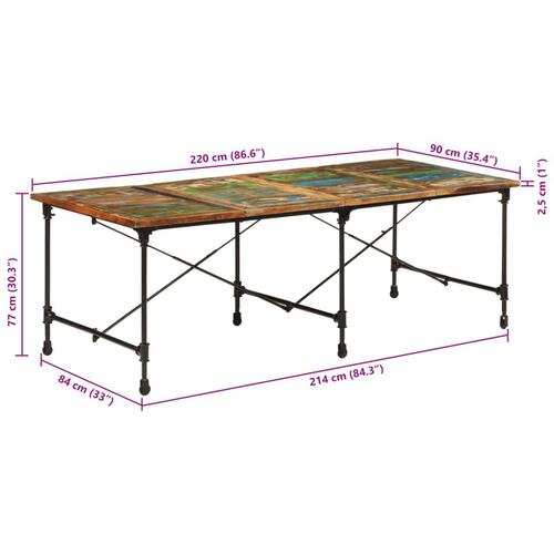 Spisebord 220x90x77 cm massivt genbrugstræ