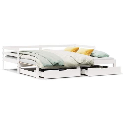 Daybed med udtræk og skuffer uden madras 80x200 cm hvid
