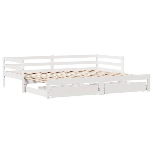 Daybed med udtræk og skuffer uden madras 80x200 cm hvid