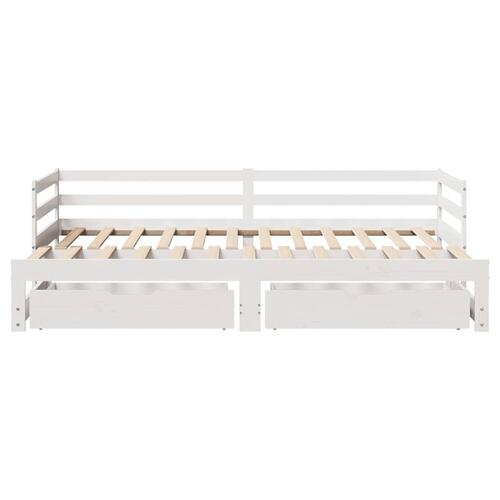 Daybed med udtræk og skuffer uden madras 80x200 cm hvid