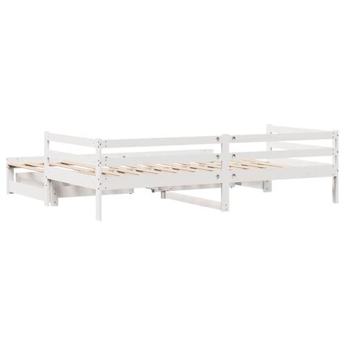 Daybed med udtræk og skuffer uden madras 80x200 cm hvid