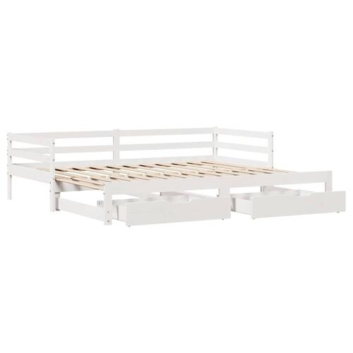 Daybed med udtræk og skuffer uden madras 80x200 cm hvid