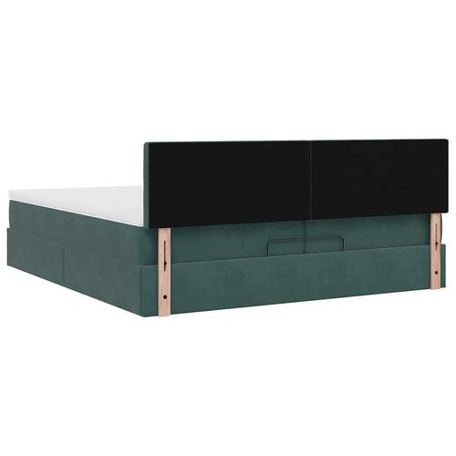 Osmannisk sengeramme med madras 200x200 cm fløjl mørkegrøn