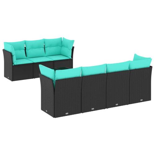 Sofasæt til haven 8 dele med hynder polyrattan sort