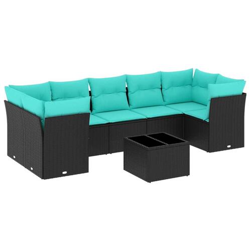 Sofasæt til haven 8 dele med hynder polyrattan sort