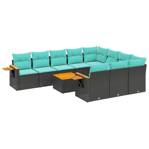 Sofasæt til haven 11 dele med hynder polyrattan sort