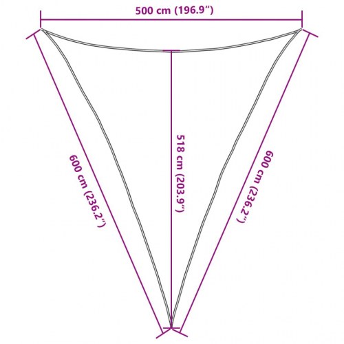 Solsejl trekantet 5×6×6 m - HDPE 160 g/m², lysegrå