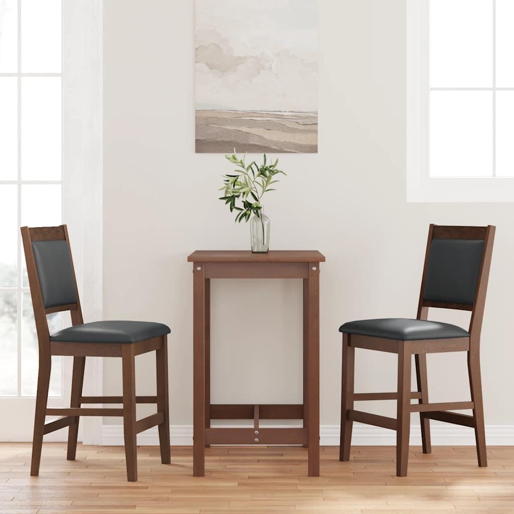 Barstole med hynder 2 stk. massivt gummitræ brun billede