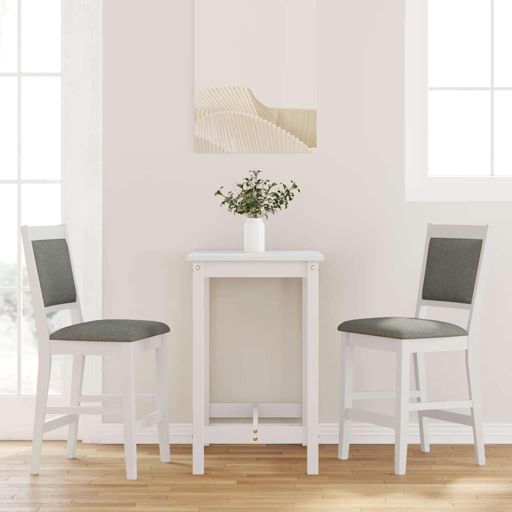 Barstole med hynder 2 stk. massivt gummitræ hvid billede