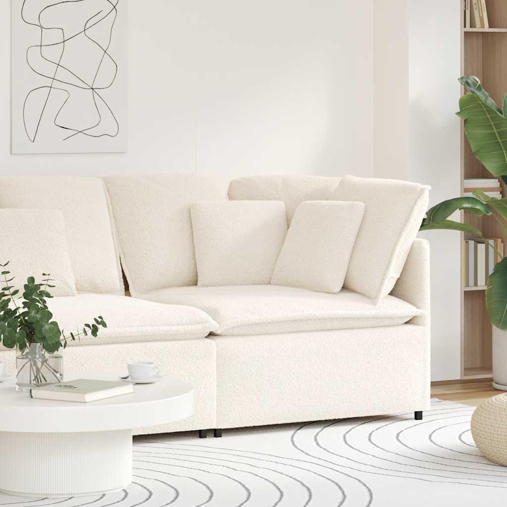 Modulsofa hjørnemodul med hynder 100 cm cremefarvet