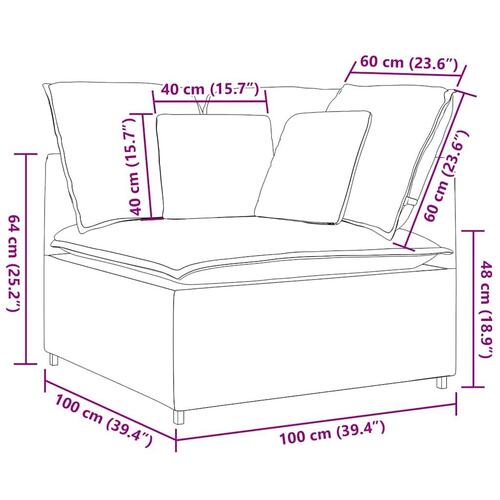 Modulsofa hjørnemodul med hynder 100 cm cremefarvet