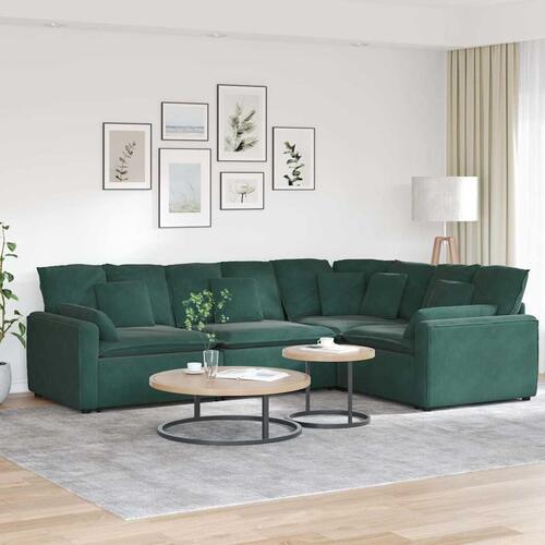 Modulsofa med hynder fløjl mørkegrøn