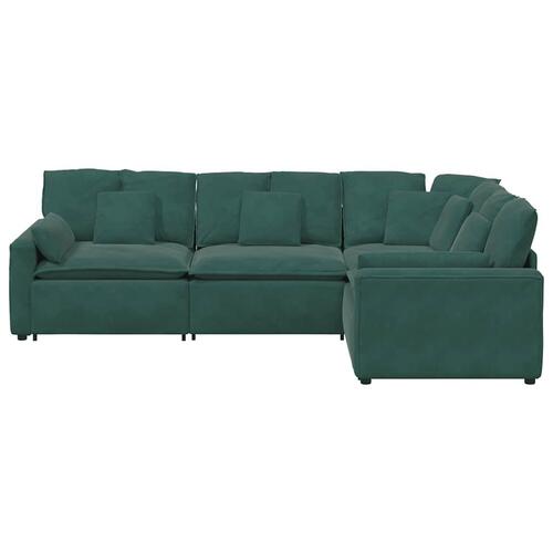 Modulsofa med hynder fløjl mørkegrøn