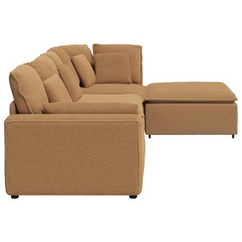 Modulsofa med fodskammel&puder krøllet uldlignende stof beige