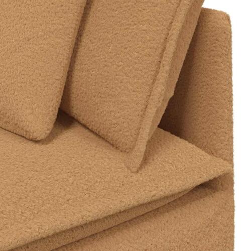 Modulsofa med fodskammel&puder krøllet uldlignende stof beige