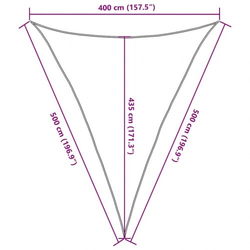 Solsejl trekantet 4×5×5 m - HDPE 160 g/m², sandfarvet