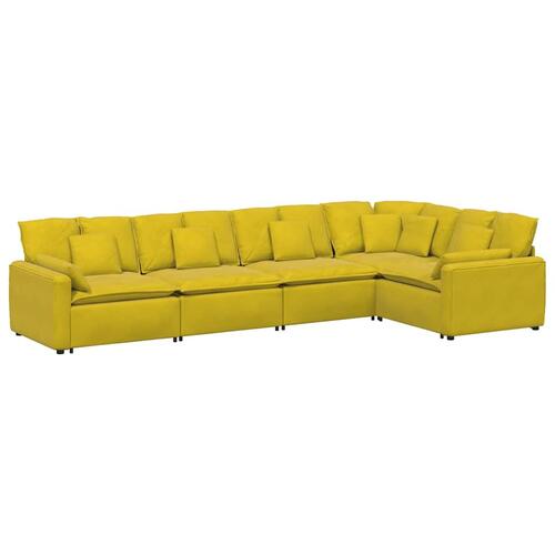 Modulsofa med hynder fløjl gul