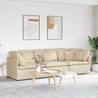 Modulsofa med hynder stof cremefarvet