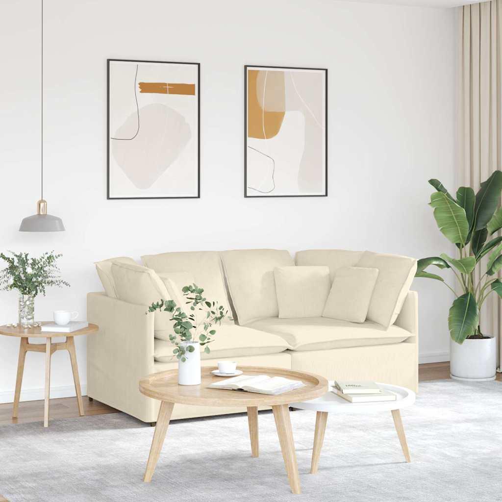 Modulsofa med hynder fløjlsstof cremefarvet
