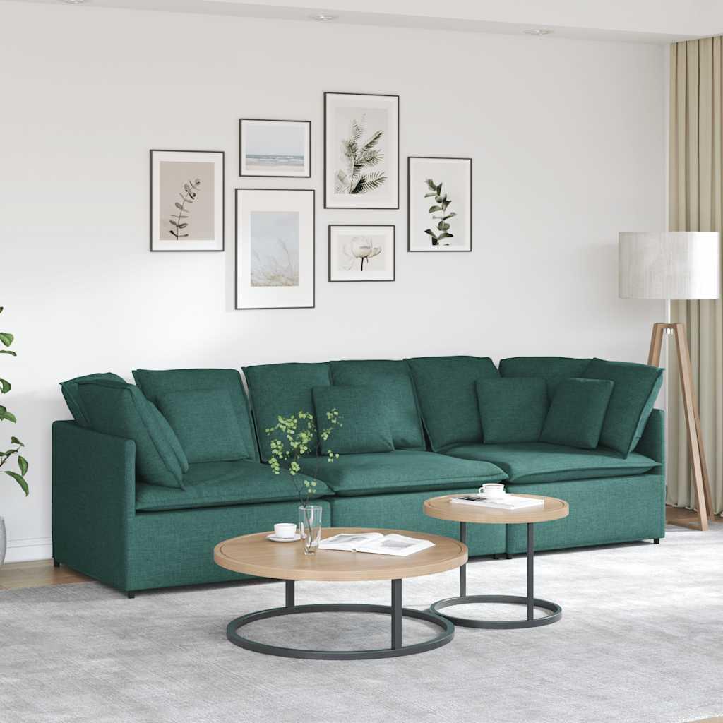 Modulsofa med hynder stof mørkegrøn