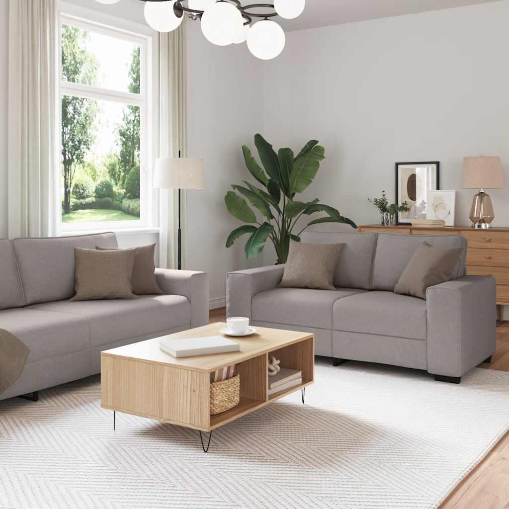 2 personers sofa med hynder stof gråbrun