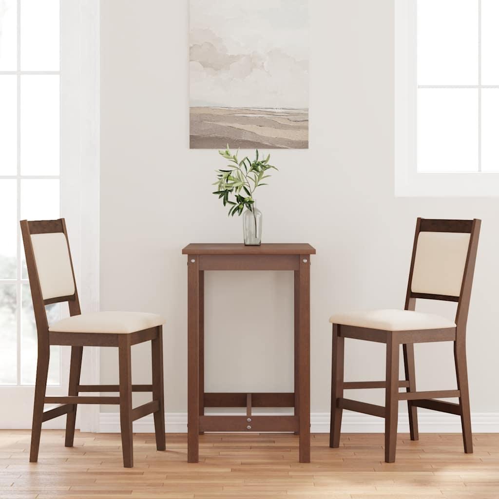 Barstole med hynder 2 stk. massivt gummitræ brun billede