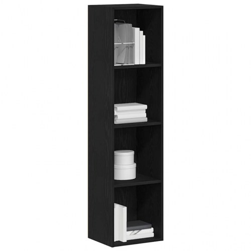 Bogreol i sort eg - 36 × 30 × 143 cm, konstrueret træ, 4 hylder