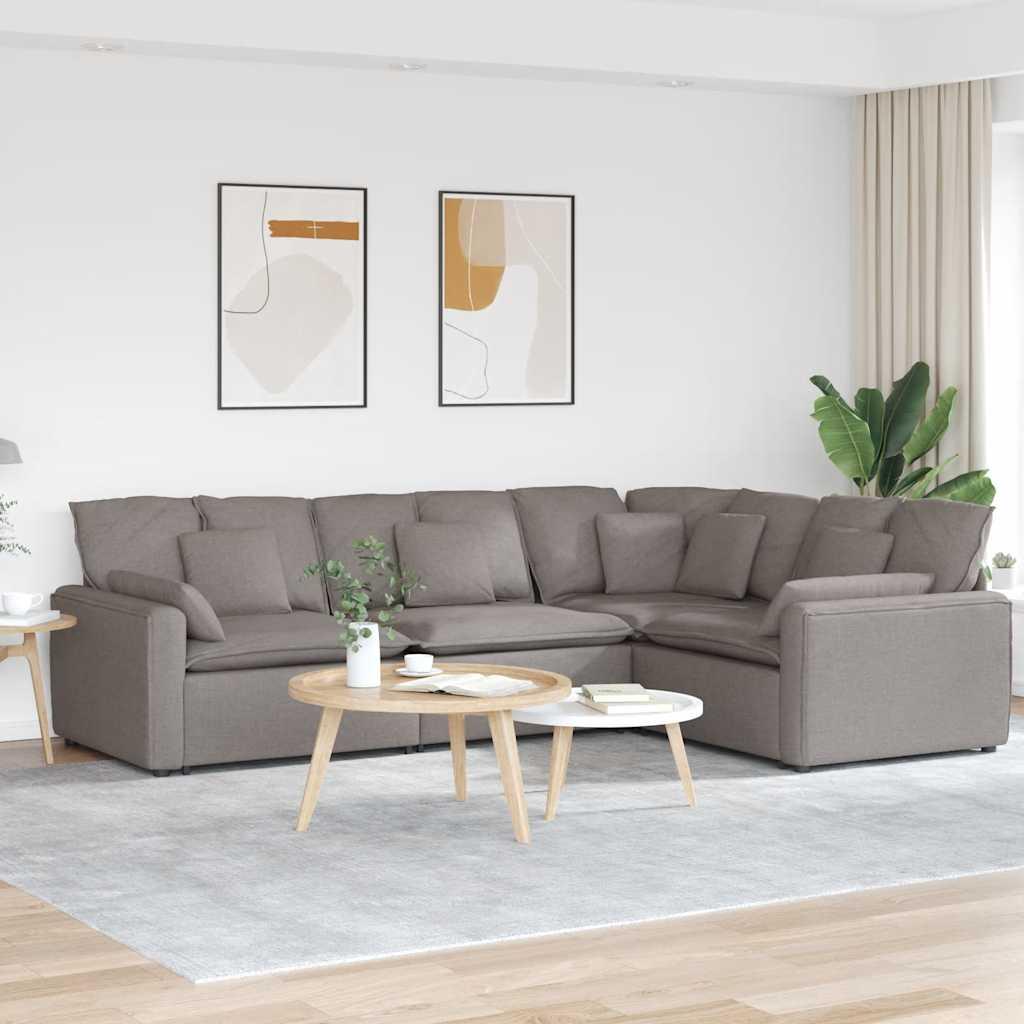 Modulsofa med hynder stof gråbrun