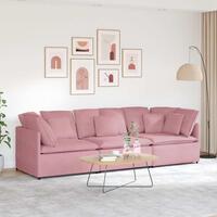 Modulsofa med hynder fløjl lyserød