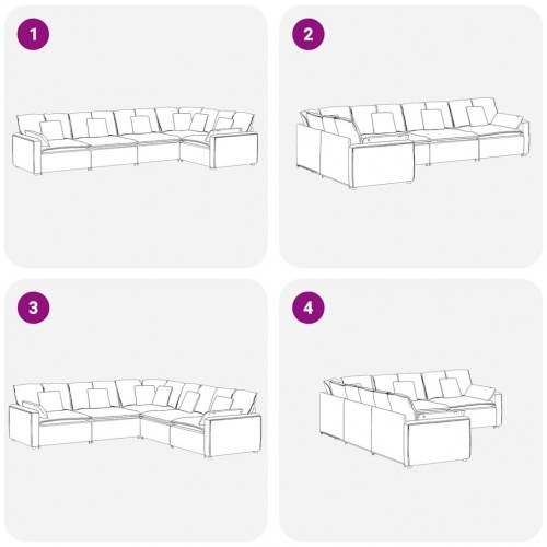 Modulsofa med hynder fløjl mørkegrøn