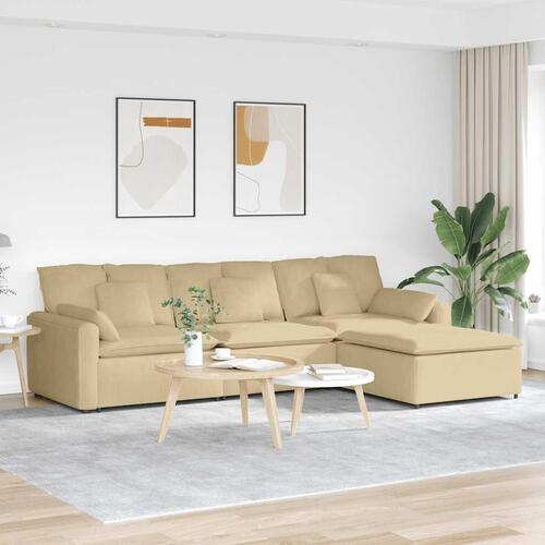 Modulsofa med fodskammel og hynder lysegrøn grå