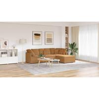 Modulsofa med fodskammel&puder krøllet uldlignende stof beige