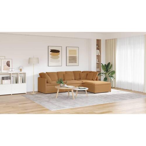 Modulsofa med fodskammel&puder krøllet uldlignende stof beige