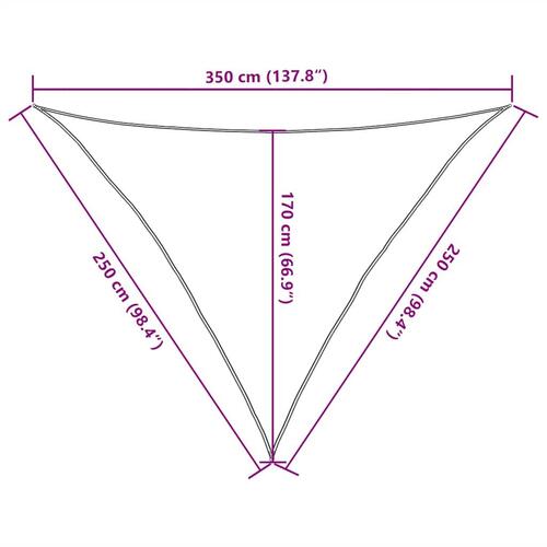 Solsejl 2,5x2,5x3,5 m 160 g/m² trekantet HDPE sandfarvet