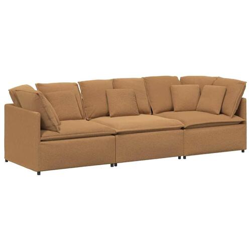 Modulsofa med hynder krøllet uldlignende stof beige