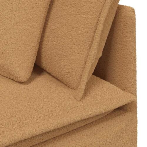 Modulsofa med hynder krøllet uldlignende stof beige