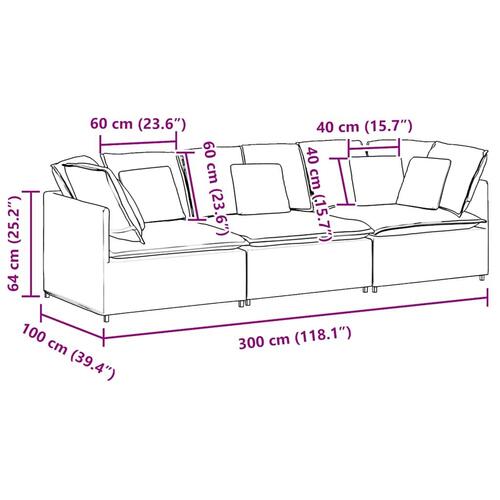 Modulsofa med hynder krøllet uldlignende stof beige